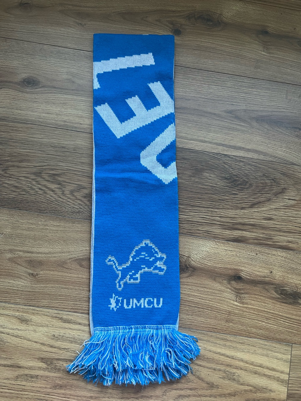 NFL Detroit Lions Knit Winter Scarf Blue White Big Logo